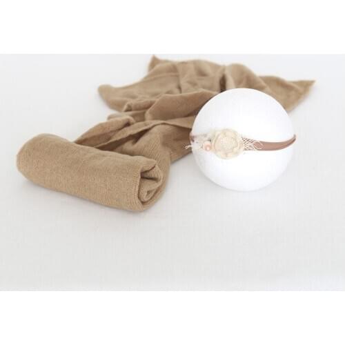 Vintage Stretch Knit Wrap Newborn Sweater Jersey Wrap and Headband Set Photography Props Baby Swaddle Blanket Layer