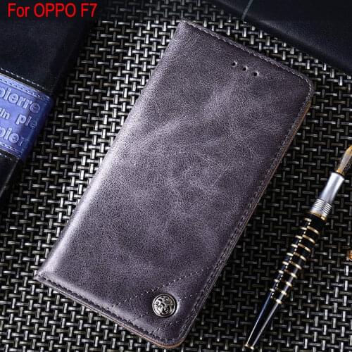 For OPPO F7 case Leather Flip cover coque with Stand Card Slot Without magnets Vintage Wallet phone Cases for OPPO F7 funda capa