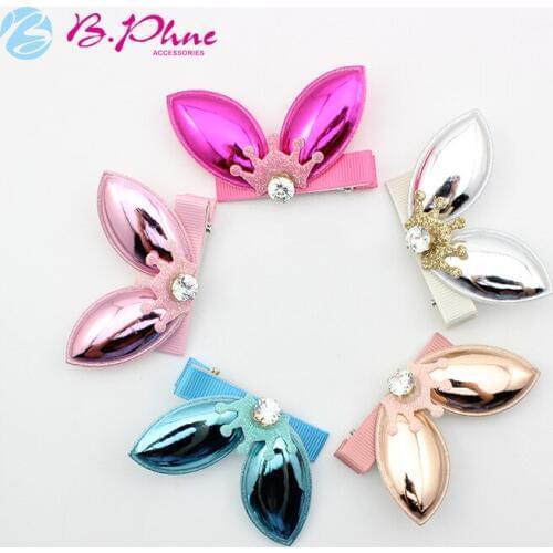 Pet PU bright, Rabbit ears small crown, Dog diamond hair clip, pet hairpin dog accessories grooming 20pcs