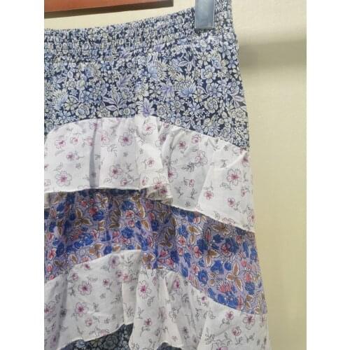 Midi Skirt Womens Ruffled Floral Print 2021 Summer Lady A-Line Jupe High Waist Long Skirt Female Bottoms