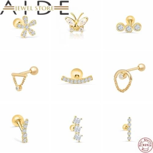 Aide 1Piece 925 Sterling Silver Korean Ins Stud Earring Piercing Earlobe Buckle Cartilage Woman Earrings Puncture Pendientes