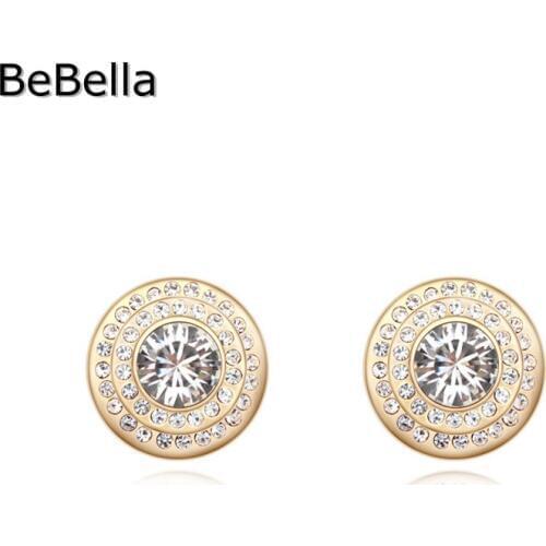 BeBella 5 colors cute round stud earrings made with genuine Czech crystals gift for girlfriend for women for wedding jewelry