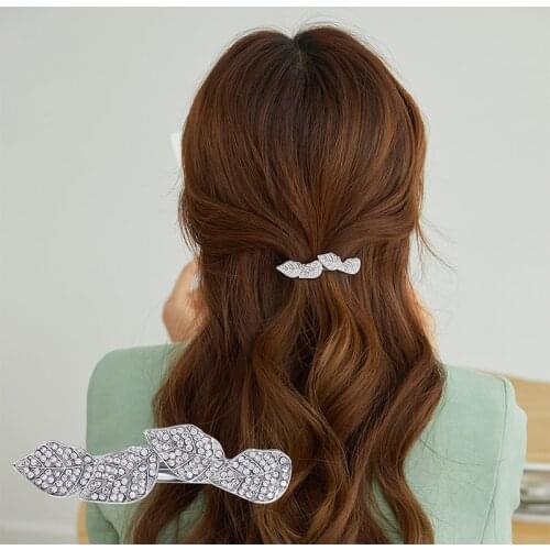 CHIMERA Korea Headwear Alloy Hair clip clamp Leaf Rhinestone Crystal Hairpins Barrette Women Hairgrip Fashion Shine Accessories