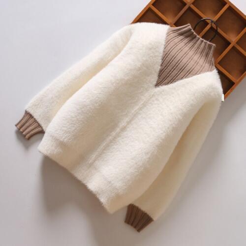 Winter Girls Knit Sweaters Thicken Warm Velvet Turtleneck Sweater Autumn knitted Pullovers 12M Baby Girl Clothes 2-13 Years Kids