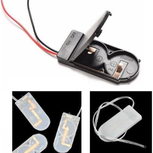 1pc Hold 2x CR2032 Button Coin Cell Battery Holder Case Storage Black Box 6V Wire Lead ON/OFF Switch