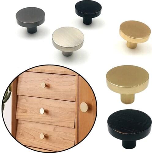 1PC Round Brass Dresser Knobs Solid Drawer Pulls Handles Cabinet Door Knob Handle Kitchen Hardware Pull European Style