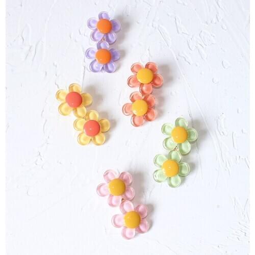 5pcs/lot Girls Students Cute Colorful Jelly-like Resin Flower Hair Clips Patchwork Floral Hairpins Barrettes Gift For Daughter