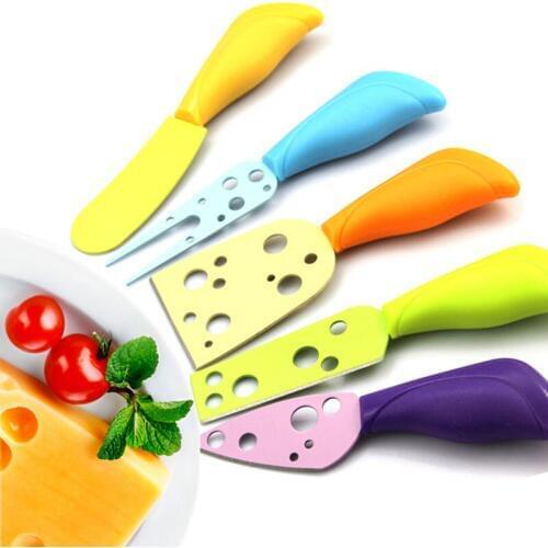 5PCS Portable Kitchen Gadget Sets Colorful Cheese Knives Set Practicak Cheese Cutting Knife Slicer Cheese Tool Sets