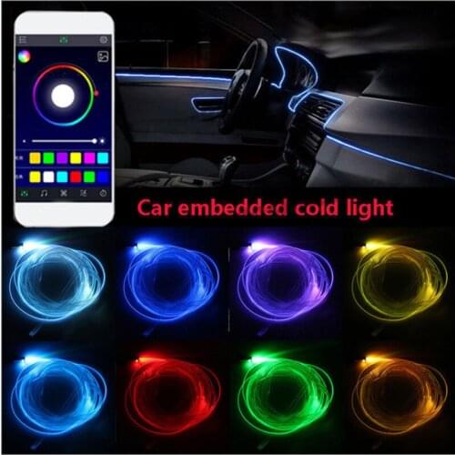 6 in 1 8M RGB car fiber optic atmosphere lamps App Control Remote Control car Interior light ambient light decorative board door