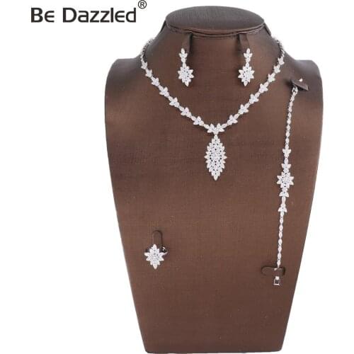 Bedazzled Jewelry Sets Bridal Earrings Ring Bracelet And Necklace Sets Classic Cute Charming Cubic Zirconia with pendant