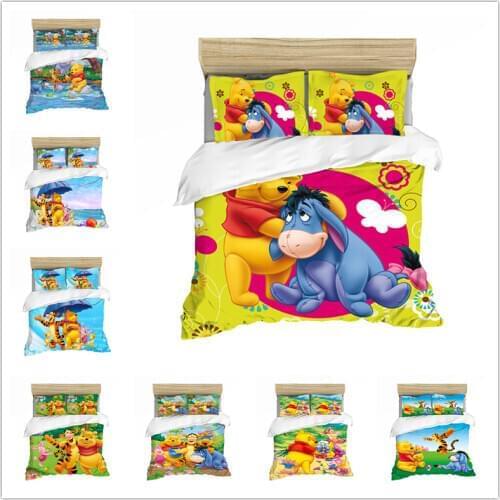 Free Shipping Home Textiles Winnie Bedding Sets Children King Size Bedding Set Duvet Cover PillowCase Comforter Bedding Sets