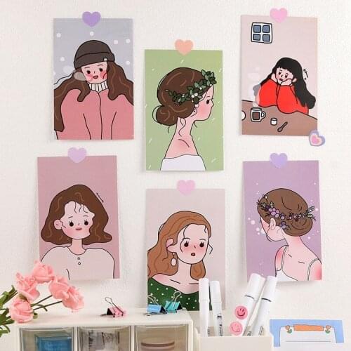 6pcs/Pack Pretty Girls Paper Cards Scrapbooking Room Background Wall Decorations Stationery Gift