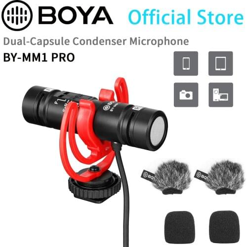 BOYA BY-MM1 PRO Two Person Dual-Capsule Condenser Shotgun Microphone for Smartphones Tablets DSLR Recording Vlog Journalism