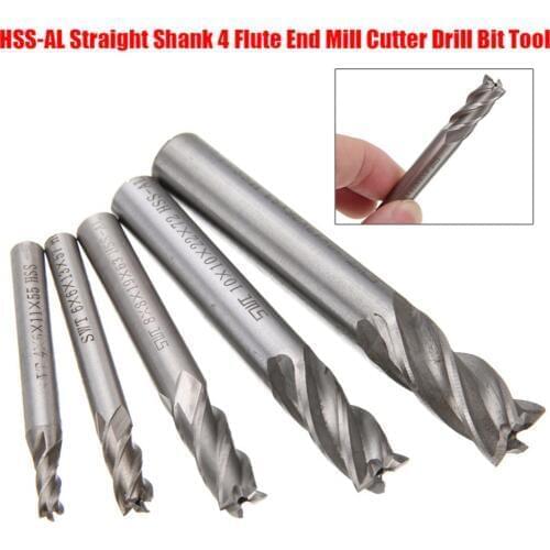 1pc HSS-AL 4 Flute End Mill Straight Shank Drill Bit CNCN Milling Cutter For Metal Processing Tools