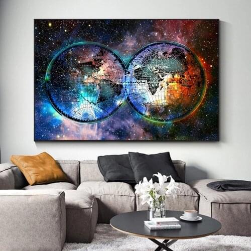 Starry Sky Colorful Graffiti Map Canvas Painting Modern Creative Posters and Prints Wall Art Pictures for Living Room Home Decor