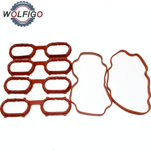 WOLFIGO 6 Pcs Engine Intake Manifold Cover Gasket Set For BMW 530i 540i 740i 740iL 840Ci X5 Z8 11611433328 11611729727