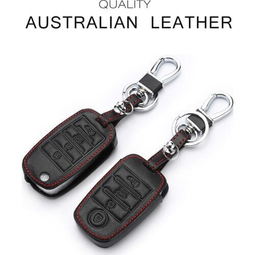 Leather Key Case For Car 4 Buttons For Kia Cerato K3 Optima K5 Rio Forte Carens Soul Car Key Cover With Keychain Key Portect