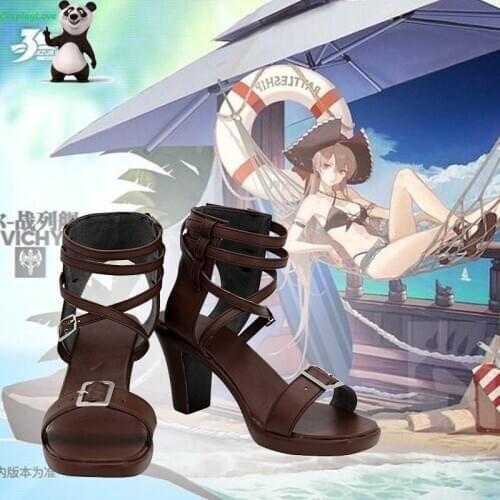 CosplayLove Azur Lane MNF Jean Bart Swimsuit Brown Shoes Cosplay Long Boots Leather Custom Made For Halloween Christmas