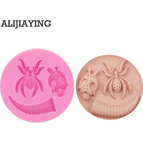 M0479 3D Skull Spider Silicone Cake Mold Fondant Moulds DIY Party Cake Decorating Tools Kitchen Pastry Baking Tools