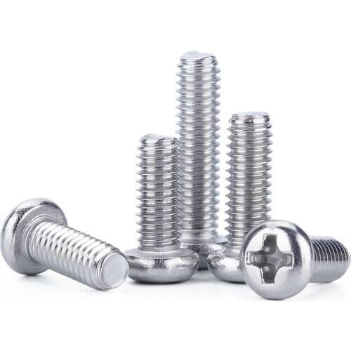 M5 Thread Length 8/10/12/16/20/25/30/35/40/50mm 304 Stainless Steel Phillips Pan Head Cross Recessed Machine Screws