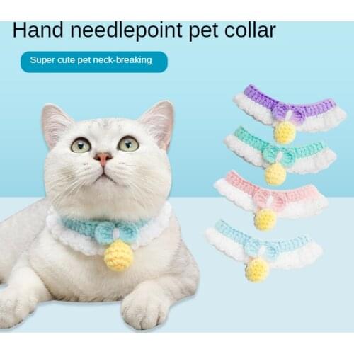 Cute Hand-woven Cat and Dog Collar Wool Knitted Cat Collar Cute Dog Necklace Pet Collar Pet Memorial Christmas Accessories