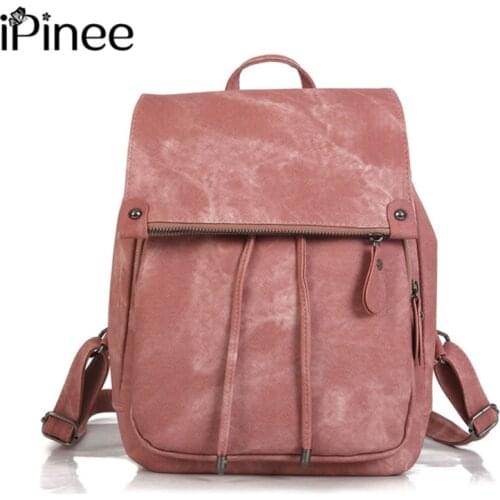 IPine Fashion Backpack Women PU Leather Backpack Small School Bags for Girls Fashion Female Bagpack Mochila