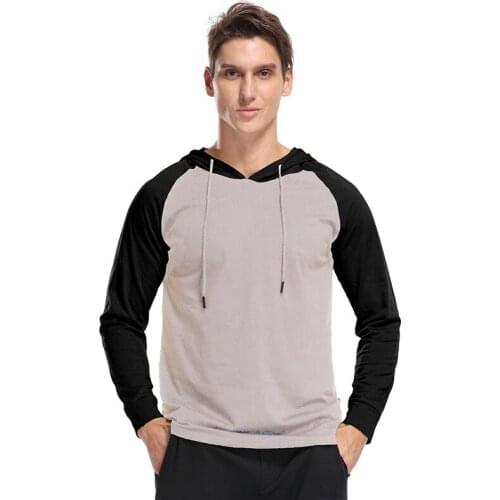 Spring Autumn Mens Fashion Patchwork Hoodie Long Sleeve Sports Hooded T-shirt Tops US Size