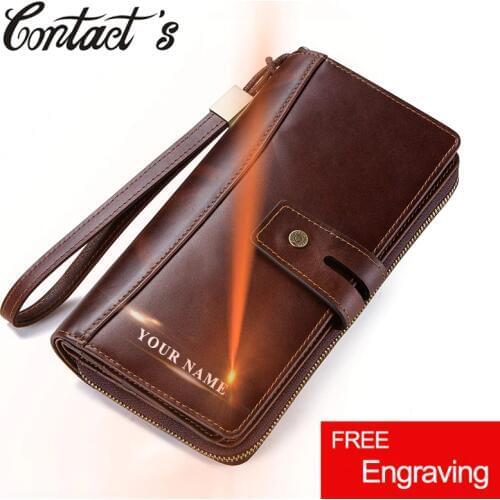 Men Clutch Wallets Casual Genuine Leather Wallet Long Style Zipper Coin Purse With Card Holder Large Capacity For Cell phones