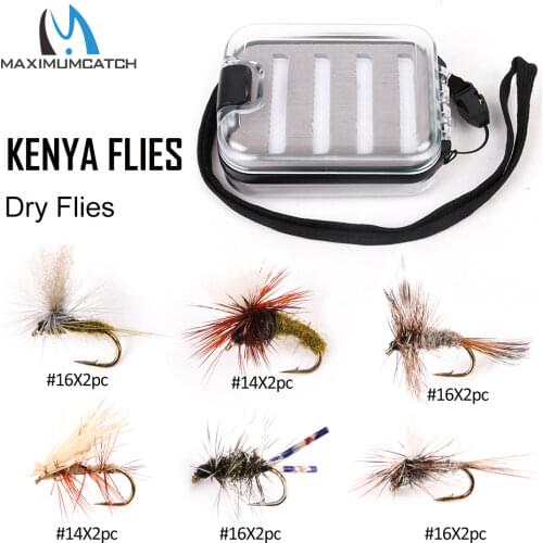 Maximumcatch Fly Fishing Box With 60pcs fly fishing flies hooks Waterproof plastic double side lanyard