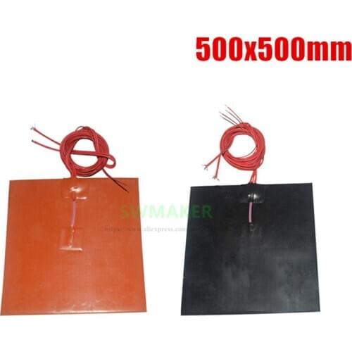 500x500mm orange / black color 3D Printer Heat Bed 1000W Silicone Rubber Heater 500*500mm Electric Heating Pad