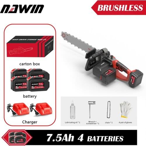 NAWIN 40CM Industrial Electric Chain Saw Hand Held Tool 16'' Powerful Motivation Outdoor logging Install 2 Batteries