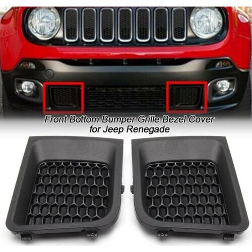 For Jeep Renegade 2015-2017 Front Left And Right Lower Bumper Grille Insert Bezel Cover Black ABS 17.8*14.3*3CM