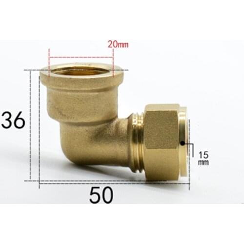 Fit Tube OD 15m x 1/2" BSP Female Brass Elbow Compression Fitting Union Connector Water Gas Fuel