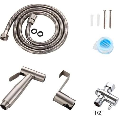 Adjustable Stainless Steel Toilet Spray Gun Set Small Shower Bidet Toilet Spray Cleaning Gun Toilet Seat Nozzle Accessory
