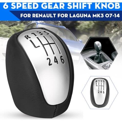 6 Speed Car Gear Shift Knob PU Leather Lever Shifter Hand Ball For Renault/Laguna Mk3 2007-2014
