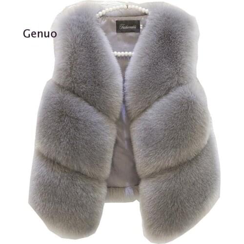 S-3Xl New Autumn Winter Thick Warm Faux Fox Fur Vest Women High Quality Fashion V-Neck Short Fur Coat Female Fur Waistcoat