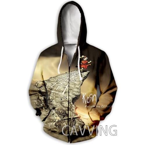 New Fashion 3D Print Korn Band Zipper Hoodies Zip Up Hooded Sweatshirts Harajuku Hoodie Hip Hop Sweatshirts