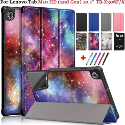 Tri-folding Auto Sleep/Wake PU Leather Case For Lenovo Tab M10 HD Case 2nd Gen 2 10.1 2020 For Lenovo M10 HD TB X306F TBX306X