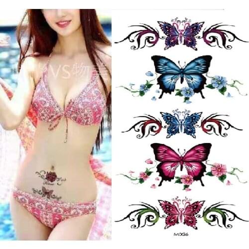 Flowers Rose Butterfly Temporary cute Tattoos Waterproof Body Art Stickers Disposable tatouage temporaire tatuajes Bikini