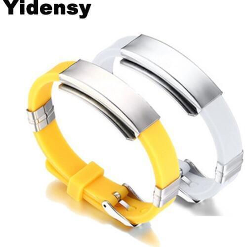 Yidensy Punk Silicone Rope Cords Bracelets Belt Buckle Clasps Stainless Steel Charms Bracelet Bangles Adjustable for Men Women