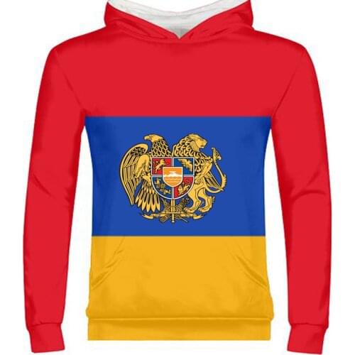 ARMENIA male youth custom made name number photo yellow red blue country zipper sweatshirt armenian nation flag boy clothes