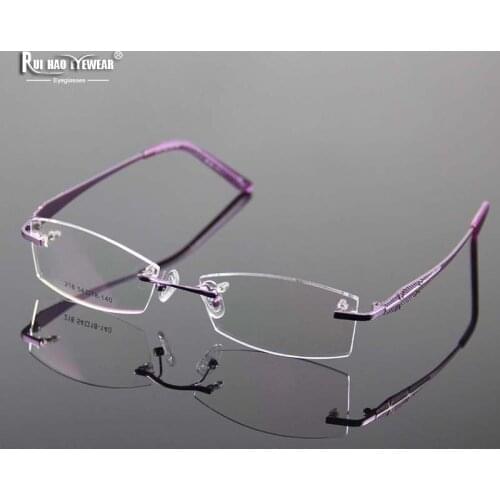 Rimless Glasses Frame Women Rectangle Eyewear Frames Eyeglasses Women Frame Prescription Spectacles Women grau