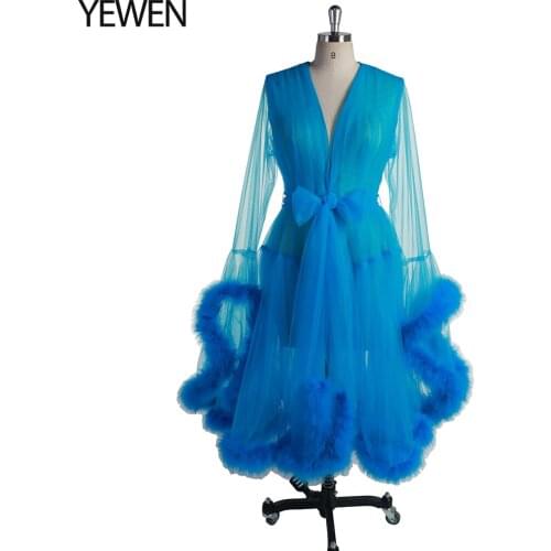 Full Sleeves Prom Dresses for Woman Short Sexy Deep V-neck Belt Feathers New Evening Party Gowns 2021 Abendkleider