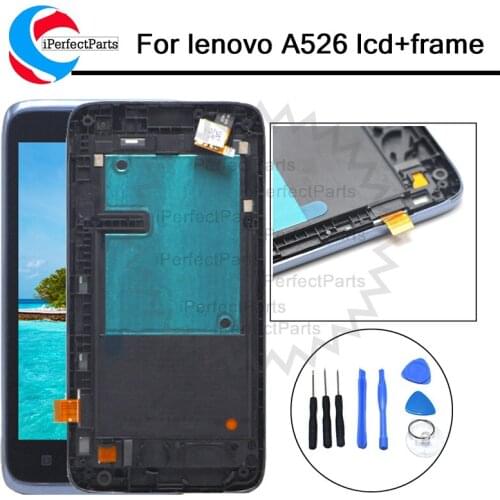 For 4.5" Lenovo A526 LCD Display +Touch Screen Digitizer Assembly With Frame Replacement Parts 100% Tested For Lenovo A526 LCD