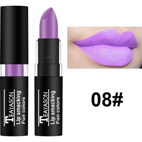 1PC Purple Matte Lipstick Nude Velvet Lip White Black Red Waterproof Long-Lasting Lip Stick Makeup Creative Makeup for Halloween