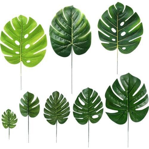 10Pcs Artificial Monstera Turtle Leaf Plant Background Wall Party Decoration