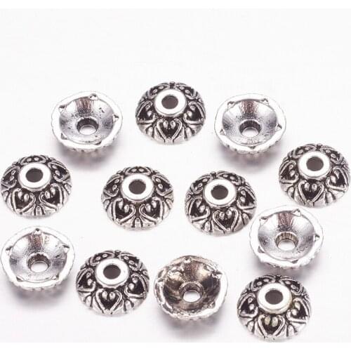1000pcs Tibetan Style Flower Bead Caps for jewelry making accessories Needlework Lead&Cadmium&Nickel Free Antique Silver Color