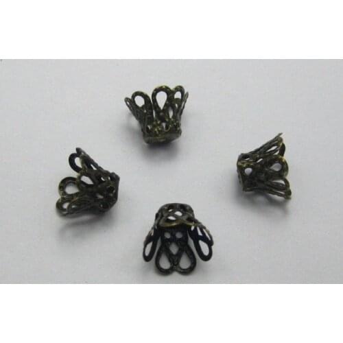 200pcs Bronze Flower Bead Bell Caps Findings 9x7mm