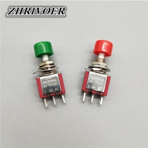5Pcs DS-612 3Pin C-NO-NC 6mm Mini Momentary Self-reset Push Button Switch ON-(ON) 5A/120V Toggle Switches 6colors