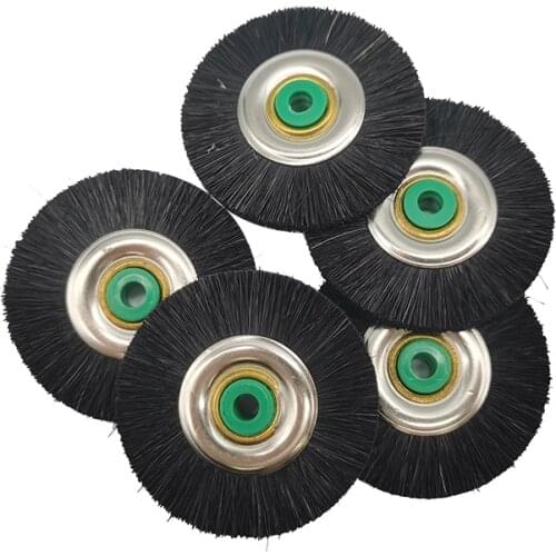 5Pcs Dental Laboratory Materials Latch Polishing Brush Wheel Rotary Tools Lab Black Bristle Hair Buff 48mm Micro Motor Dentistry